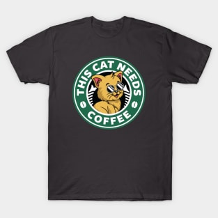 Cat Needs Coffee T-Shirt